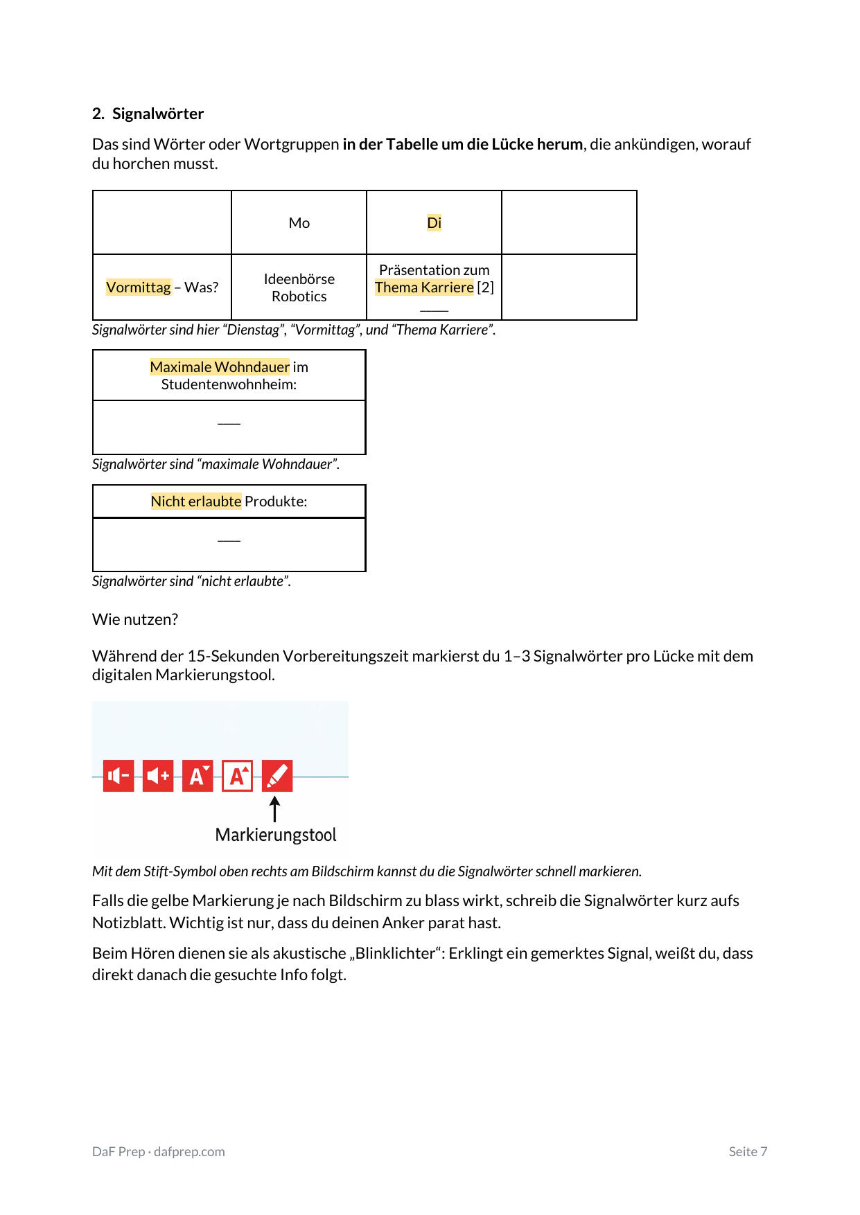 Hörverstehen Masterkurs example page